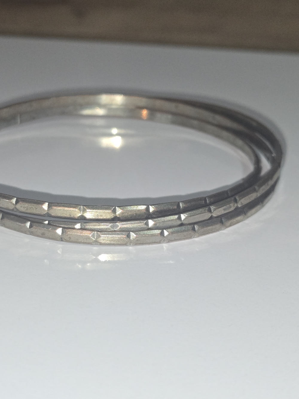 Faceted Silver-Tone Bangle Bracelet